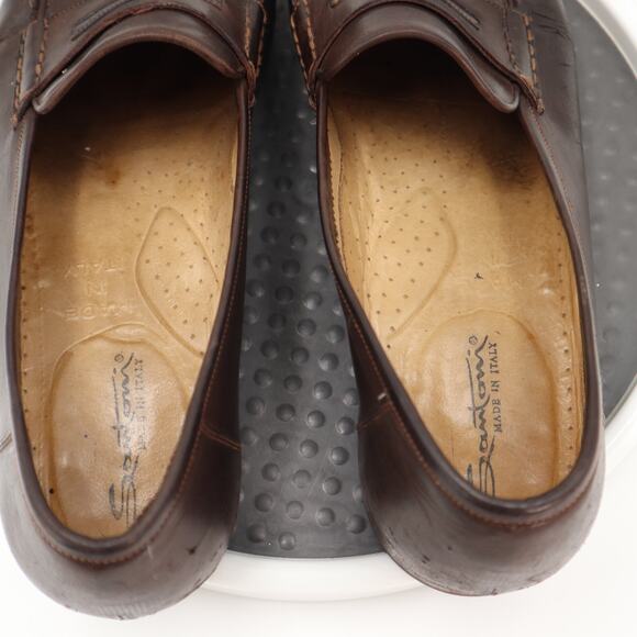 Santoni Mens Size 13 B Brown Leather Penny Loafers Made In Italy Vibram Sole main image 5